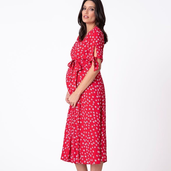 maternity midi wrap dress